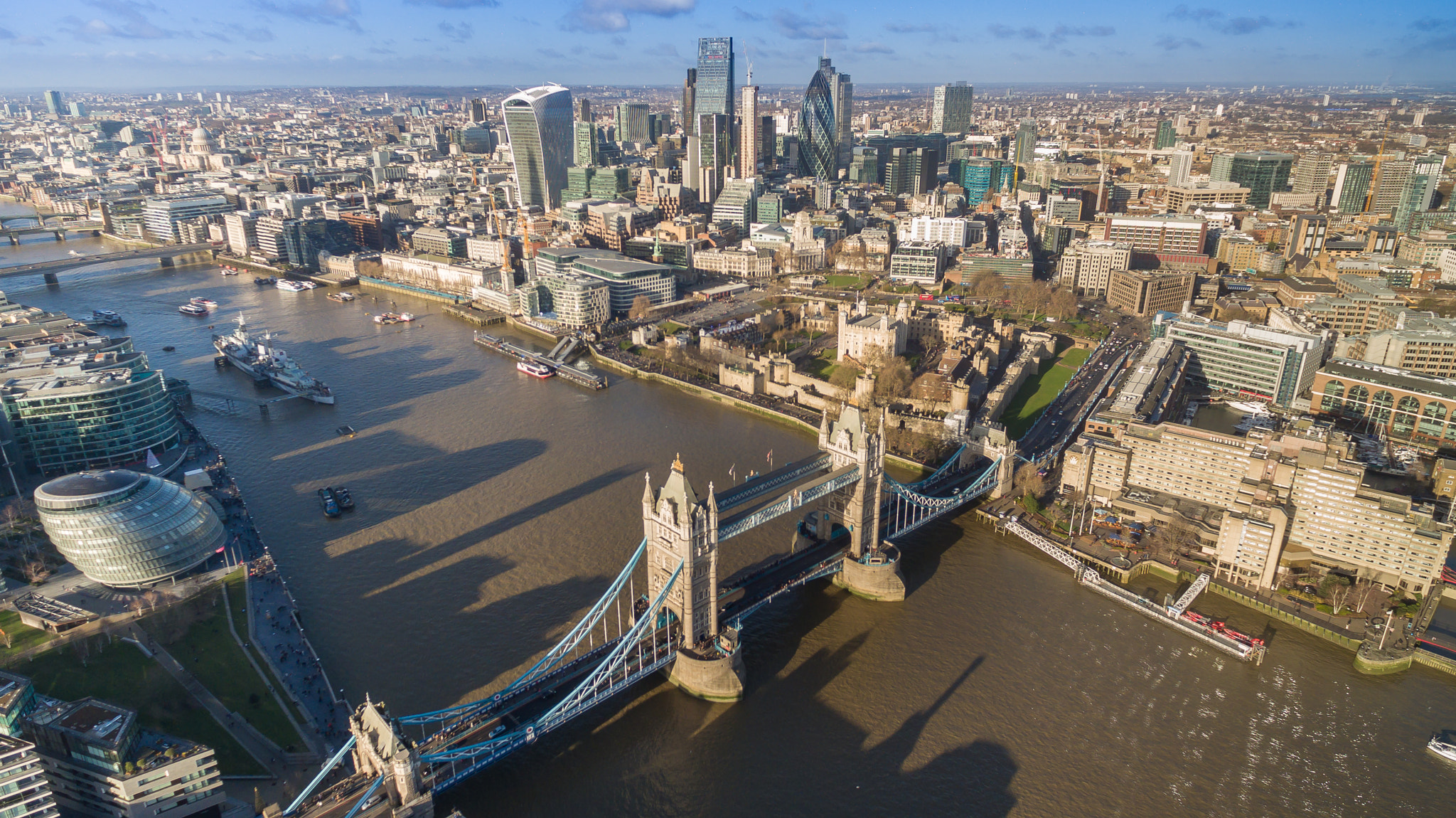 Tower Bridge and the City of London in the sunshine